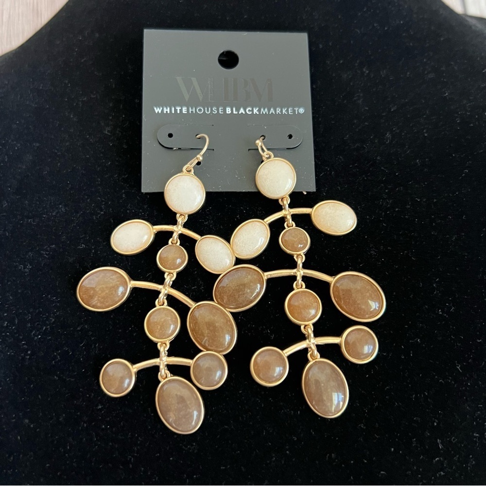 WHBM White + Cocoa Chandelier Earrings